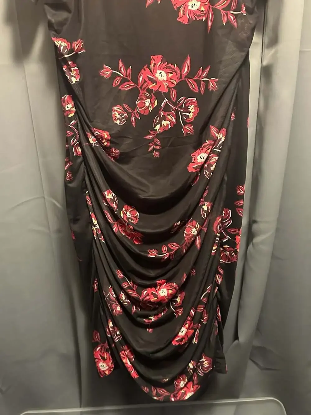 BloomChic Plus Size 2x 18-20 Floral Mesh Square Neck Ruched Midi Dress_7